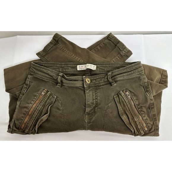 Zara‎ Women's Brown Pants Size 4 Skinny Jeans Zip Pockets - Picture 3 of 5